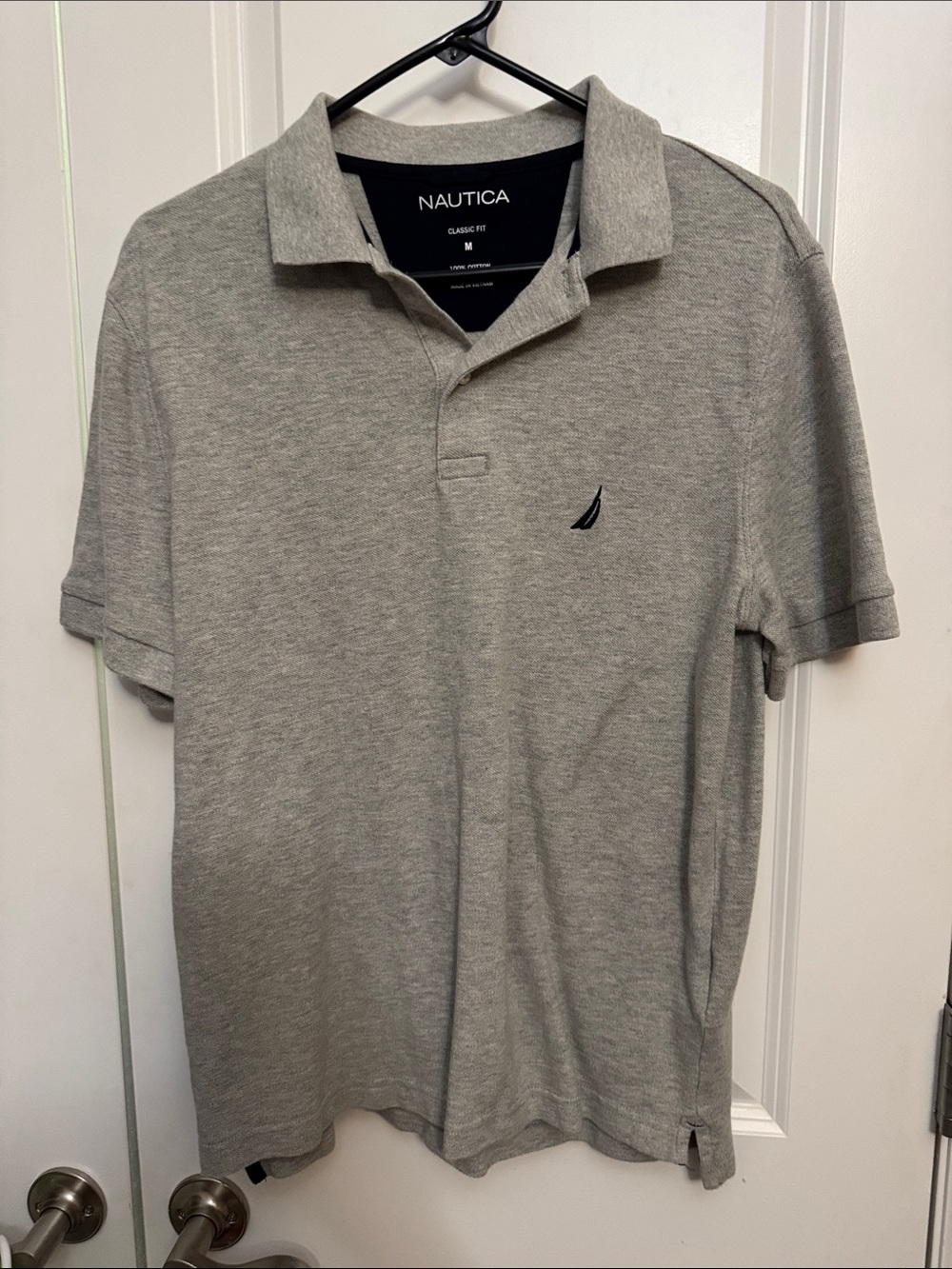 Nautica Men’s Light Gray Polo with Navy Logo